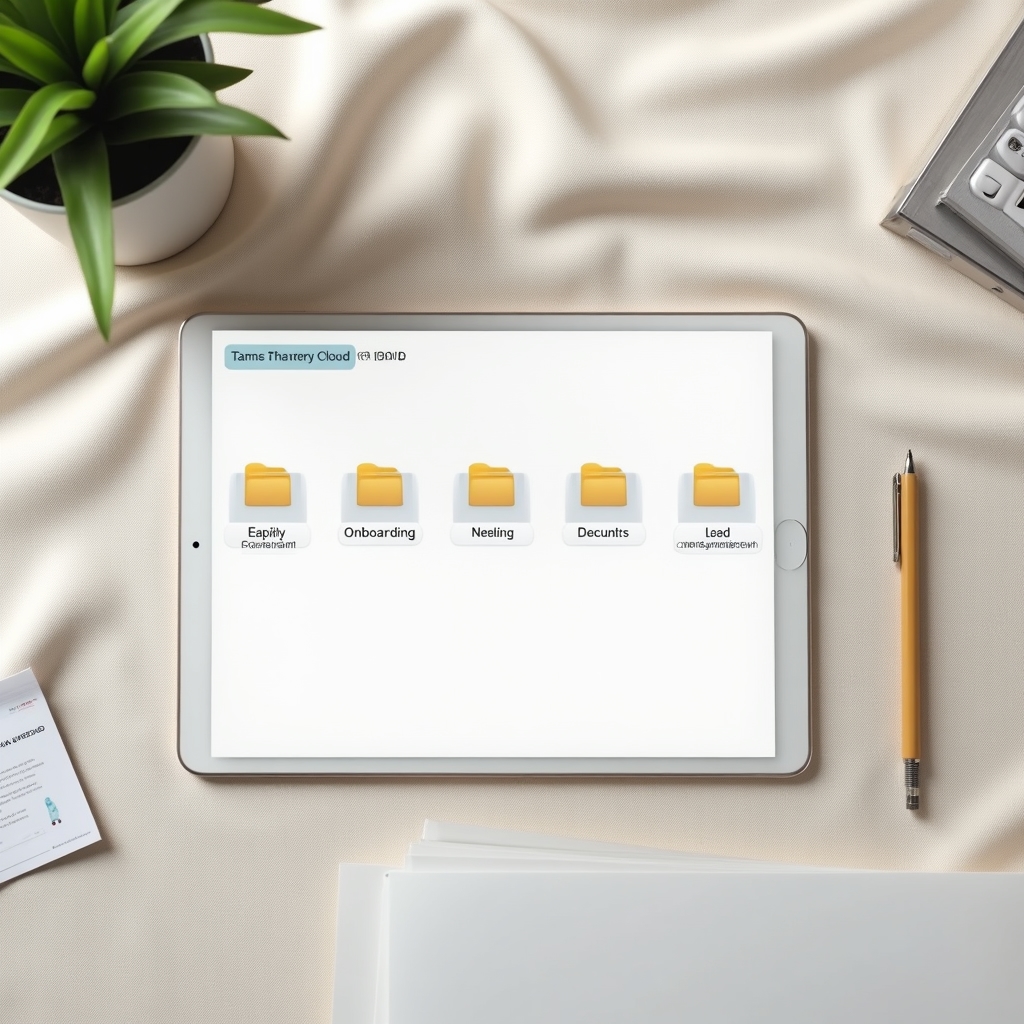 Organized cloud folder structure for insurance client files on screen